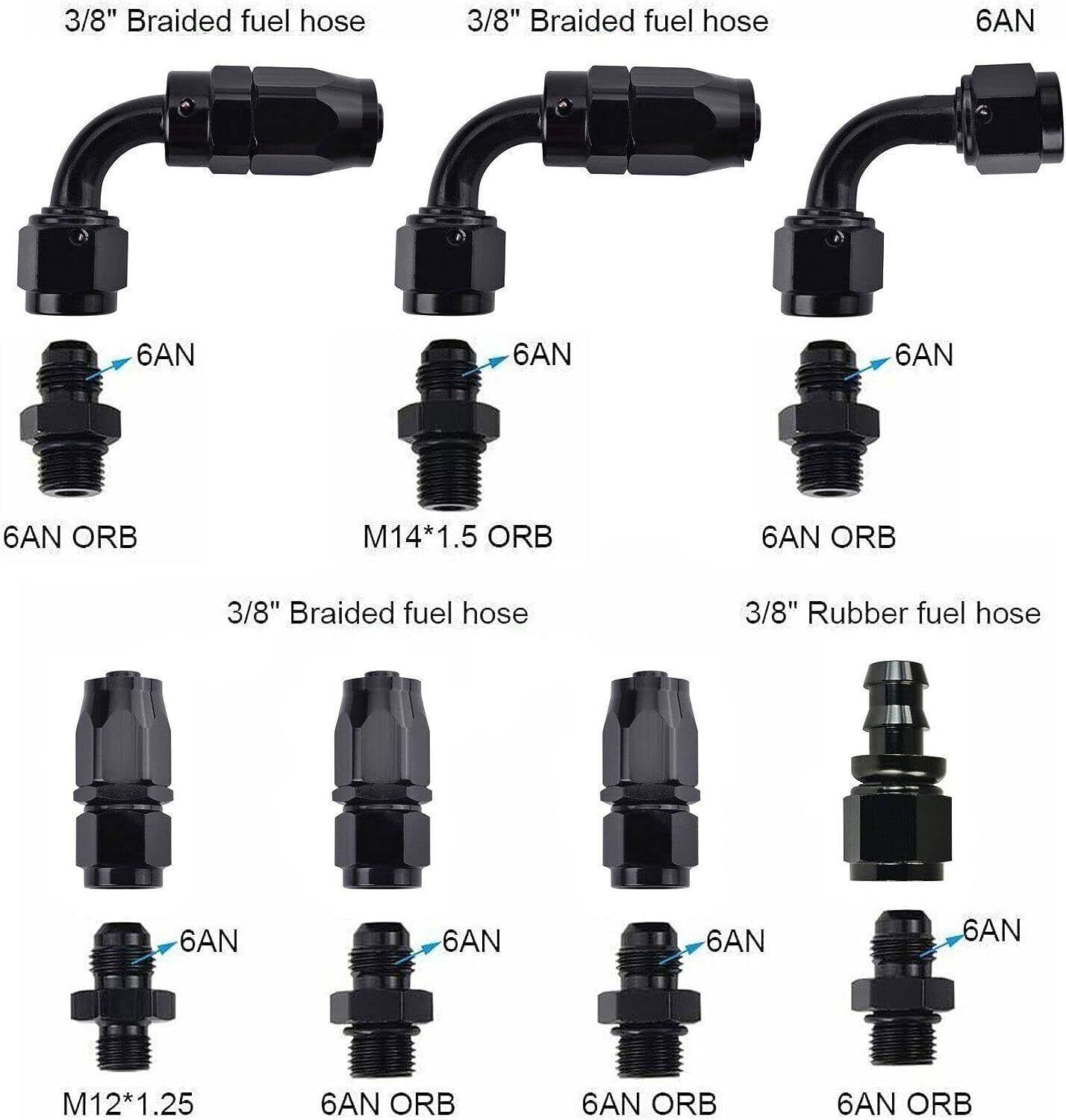 Universal Black Adjustable Fuel Pressure Regulator Kit 100psi Guage AN6 Fitting