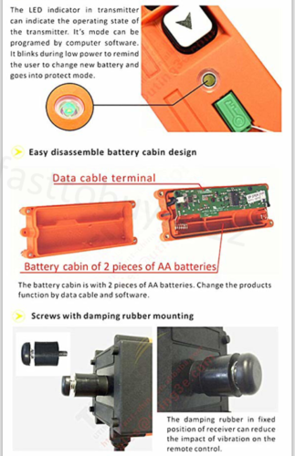 Industrial Wireless Crane Switch Hoist Remote Control 1 Tansmitter 2 Channel