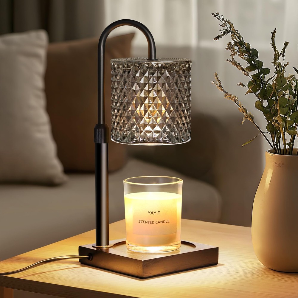 YAYIT Candle Warmer Lamp with Timer Dimmer Adjustable Height, Black