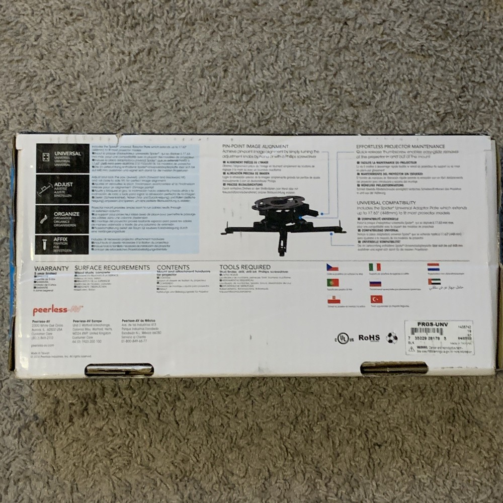 Peerless-AV Smart Mount Ceiling Mount for up to 50 lbs Projector BRACKET NEW