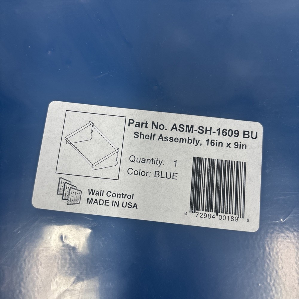 Wall Control Shelf Assembly Blue Finish Deep Pegboard 16" x 9" ASM-SH-1609