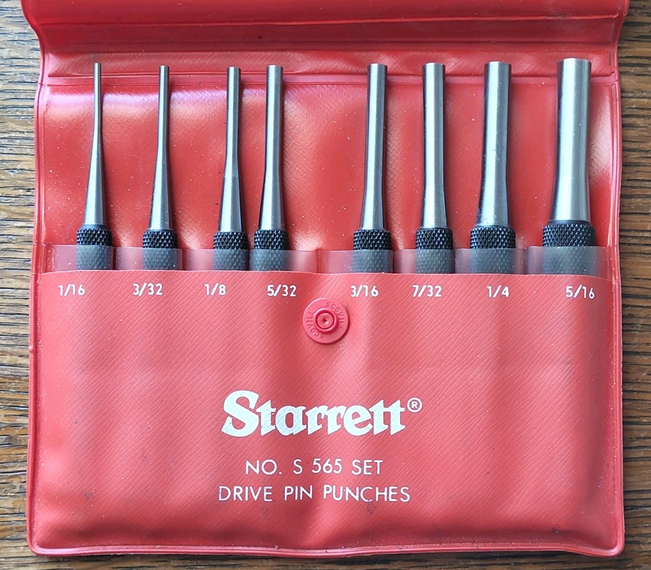 Starrett No. S 565 Drive Pin Punches Set (8) w/Pouch Machinist Tools USA