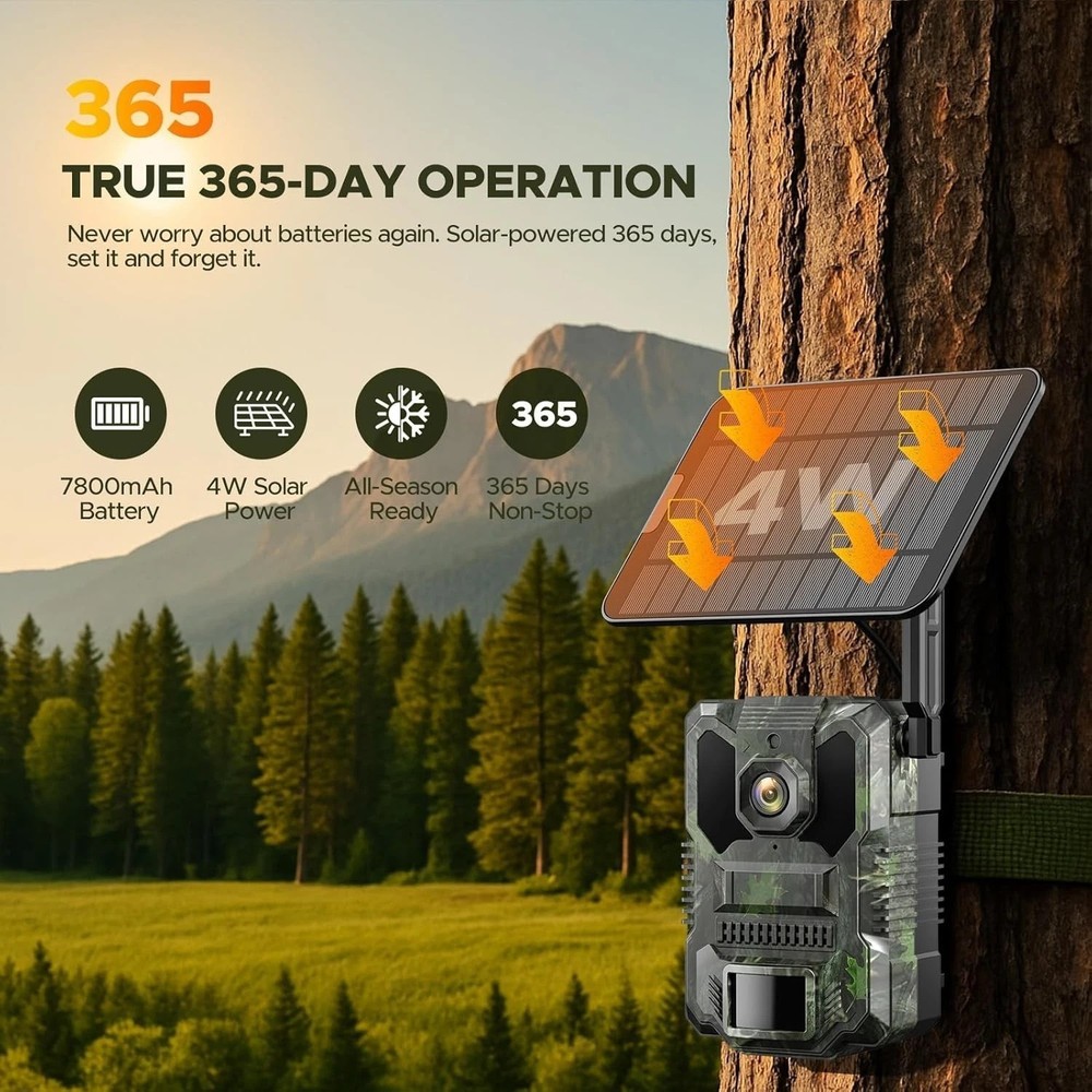 Cellular Trail Camera, 3rd Gen Solar Powered Game Cameras with Motion Activated