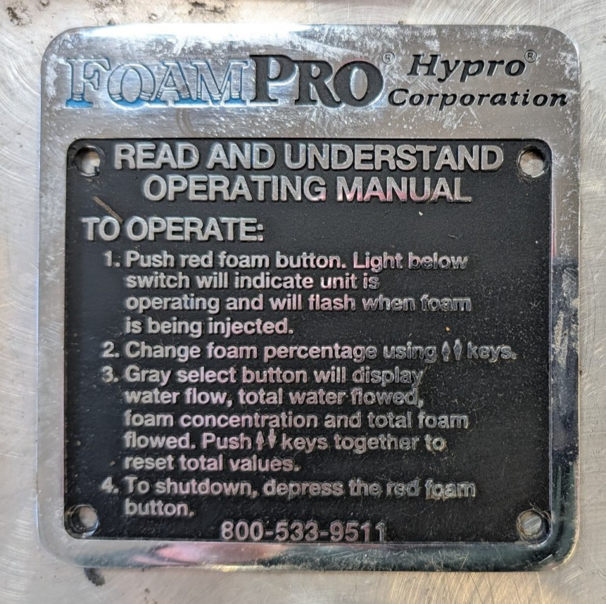 FOAMPRO HYPRO MODEL 2100 FOAM PUMP KIT FOR CLASS A 0R B FIRE FIGHTING System
