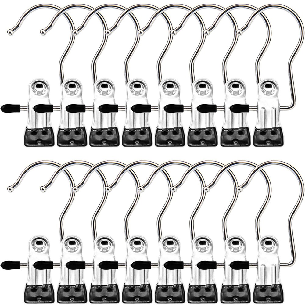 Boot Hangers Clips, 16 Pack Laundry Hooks Hanging Clips 16 PACK, Black