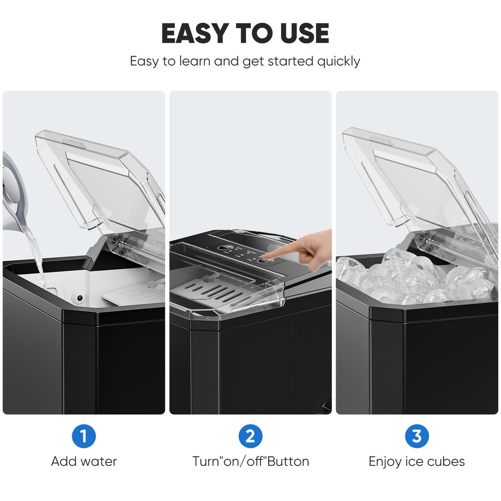 Portable Ice Maker with Self-cleaning Function - Ready in 6 Minutes for 9 Cubes