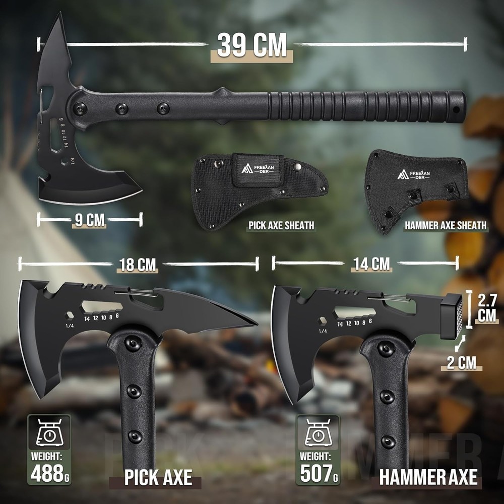 Freelander Tactical Axe 2 Pack, Sharp Tomahawk with Sheath, Portable Tomahawk wi