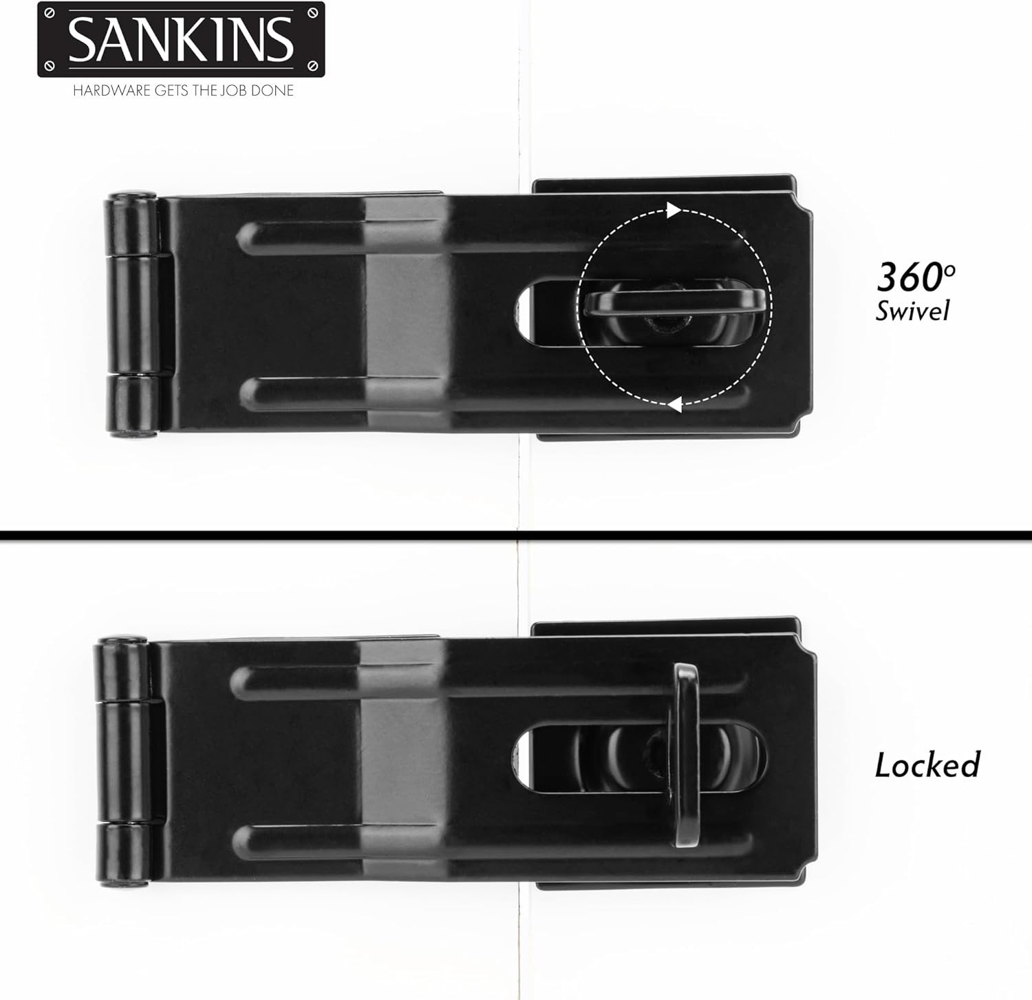 4-1/2" Swivel Staple Safety Hasps, Gate Door Hasp Latches Safety Packlock Clasp