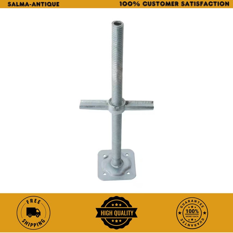 24 in Galvanized Adjustable Scaffold Leveling Jacks w/ Base Plate Wing Nut