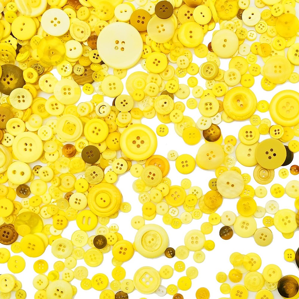 1600Pcs Yellow Craft Buttons Assorted Sizes for Sewing DIY Crafts