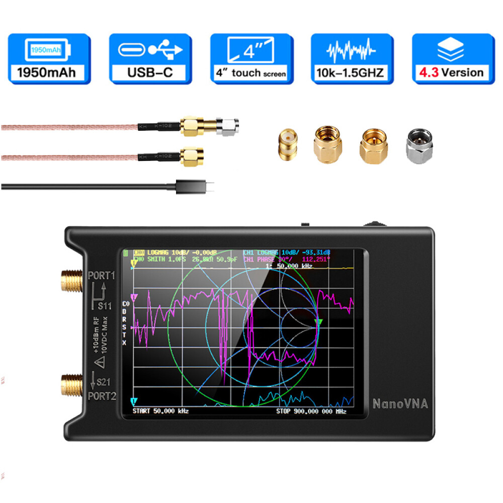NanoVNA-H4 Antenna Analyzer 10KHz -1.5GHz 4.3 Version Vector Network Analyzer