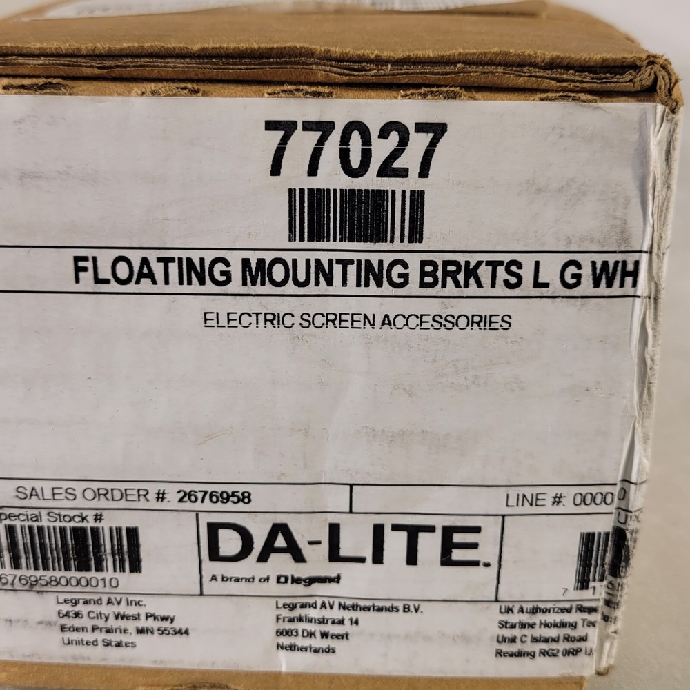 Da-Lite 77027 White Floating Mounting Bracket White