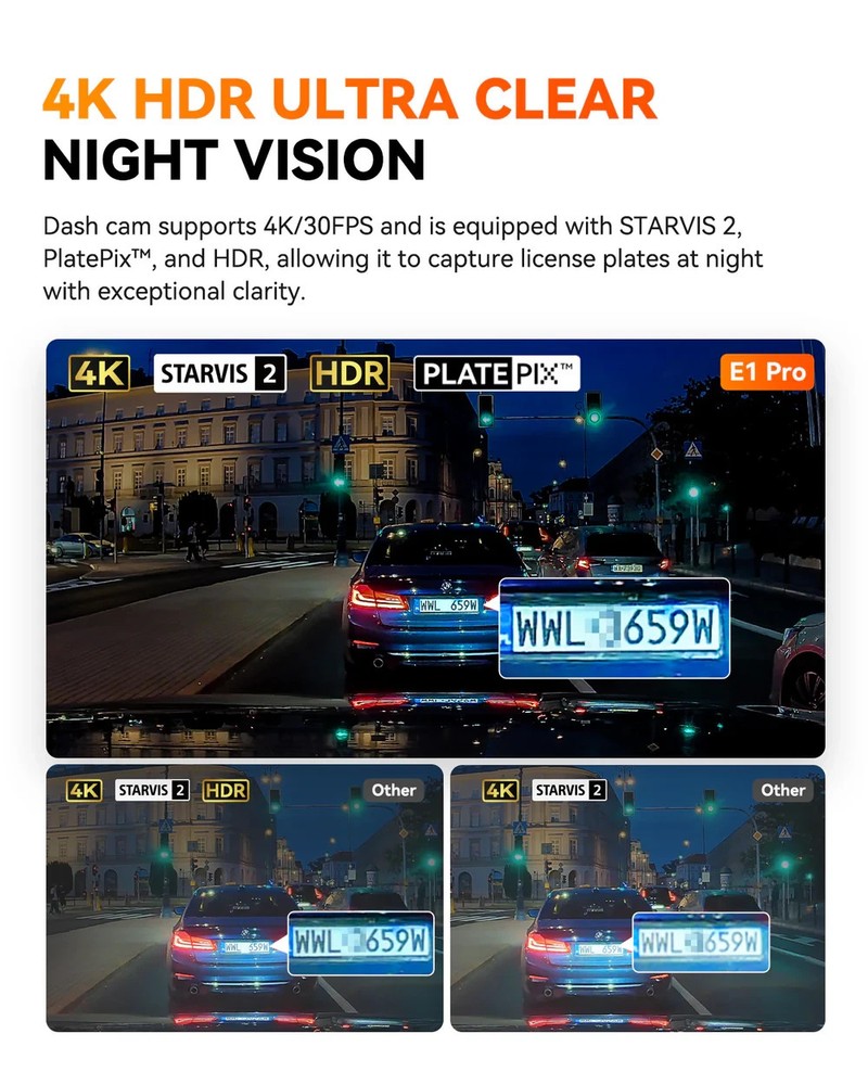 Vantrue E1 Pro 4K Front Dash Cam | Authorized Dealer