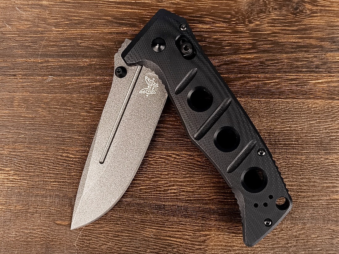 Benchmade 275GY-1 Adamas Black G10 Handle CPM-CruWear Folding Knives w/ Sheath