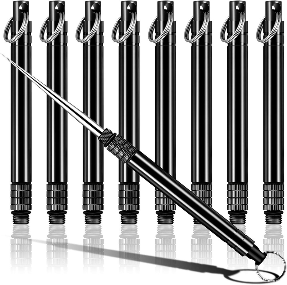 Metal Titanium Toothpicks, 8Pcs Silver Reusable Keychain Telescopic Toothpick