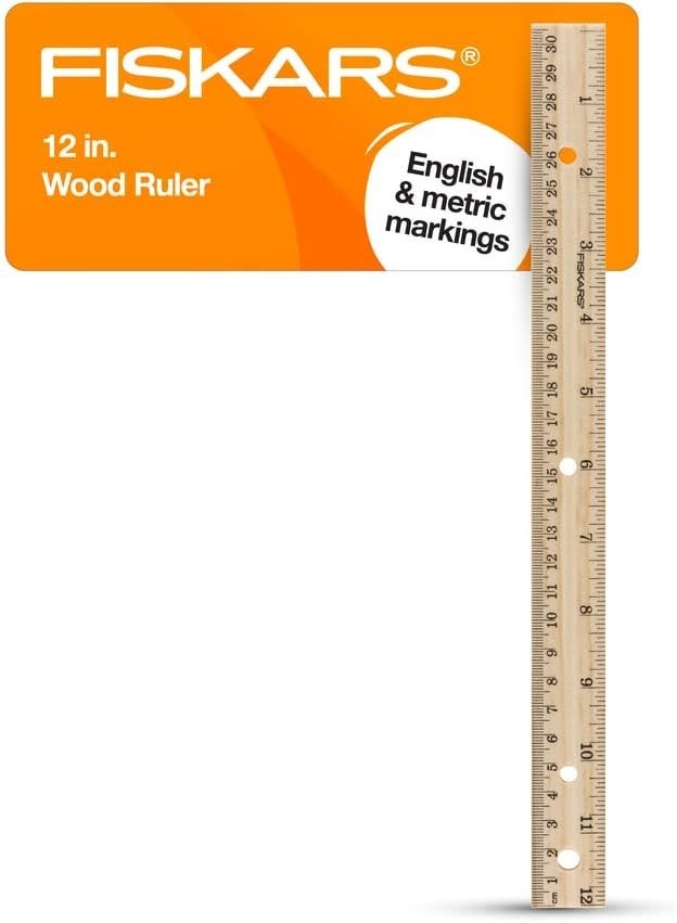 Fiskars Wood Ruler - 12" Straight Edge Ruler - 50 PACK