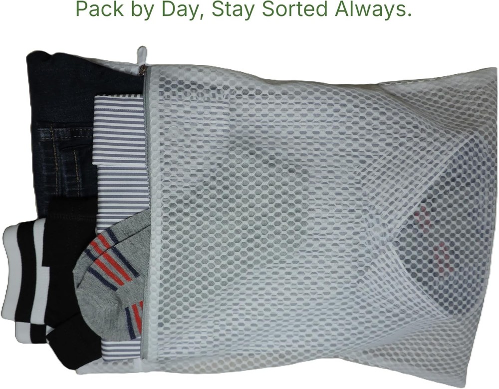 Mesh Laundry Bags for Delicates – 3 Pack (12”×16”) with Color-Coded Zippe