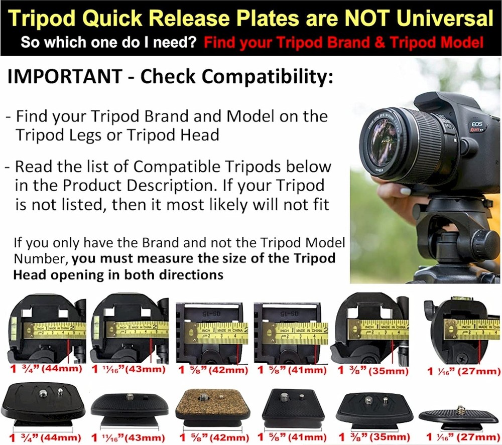 DaVoice 43mm Tripod Quick Release Plate Camera Mounting x 43mm, Black