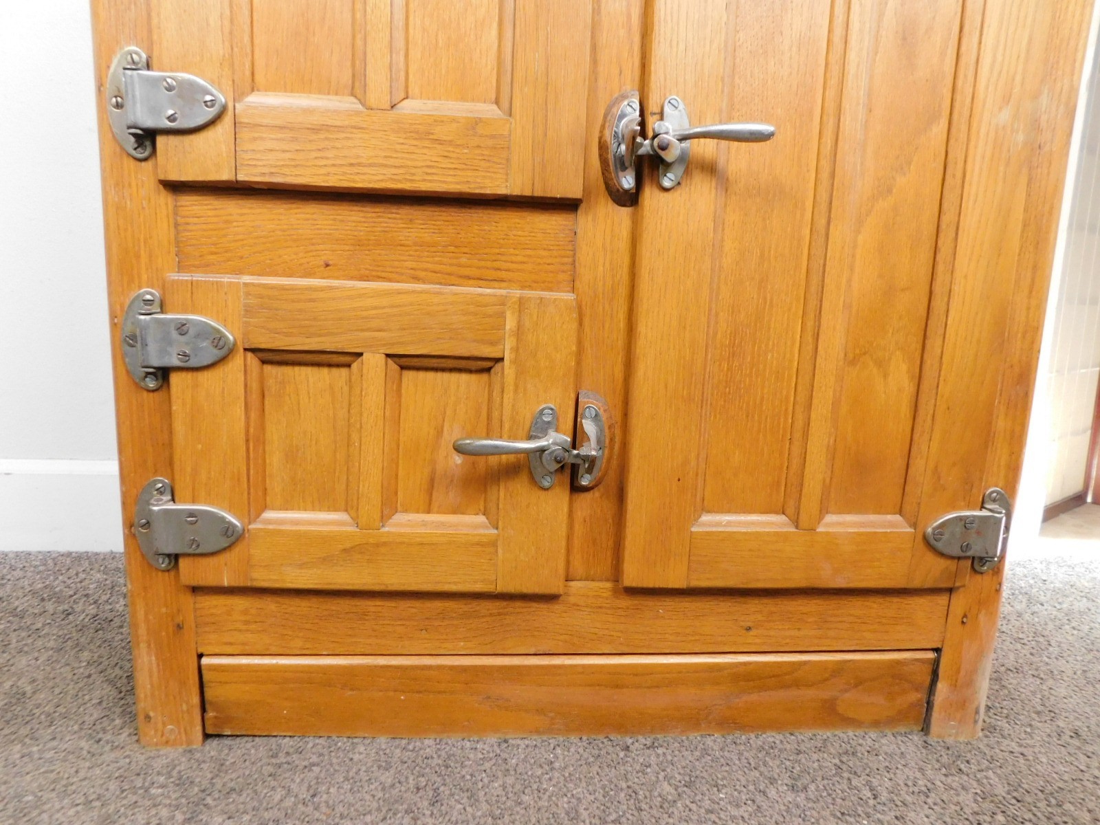 Antique REAL DEAL c1915 ALL Original Oak Ice Box Bar Counter Refrigerator VG HOT