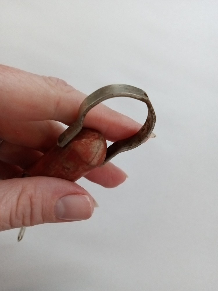 Antique Red Utility Scale Fishing Pocket Hook Primitive Decor