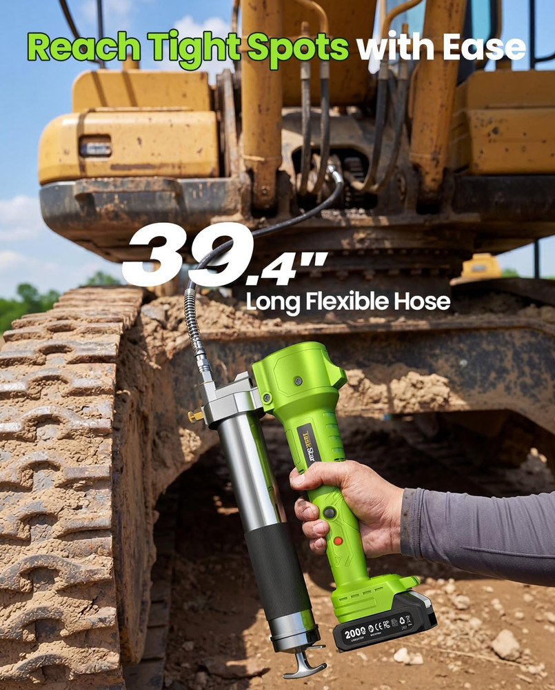 Grease Gun with Lock-On Trigger for Effortless Greasing, Cordless Electric Greas