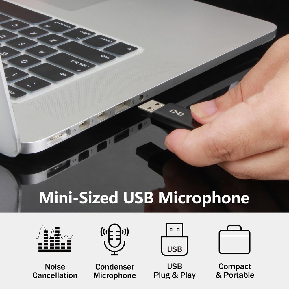 USB Microphone for Laptop and Desktop Computer, High Mini Size, Black
