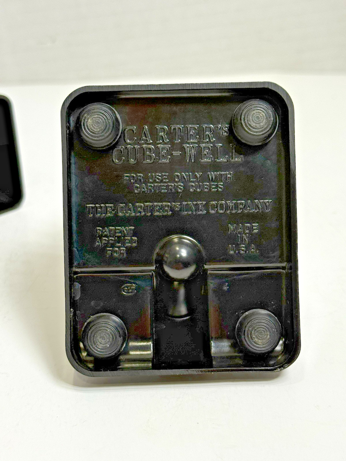 Vintage Carter's Cube - Well Dip Pen Ink Well with Glass Bottle Made in USA