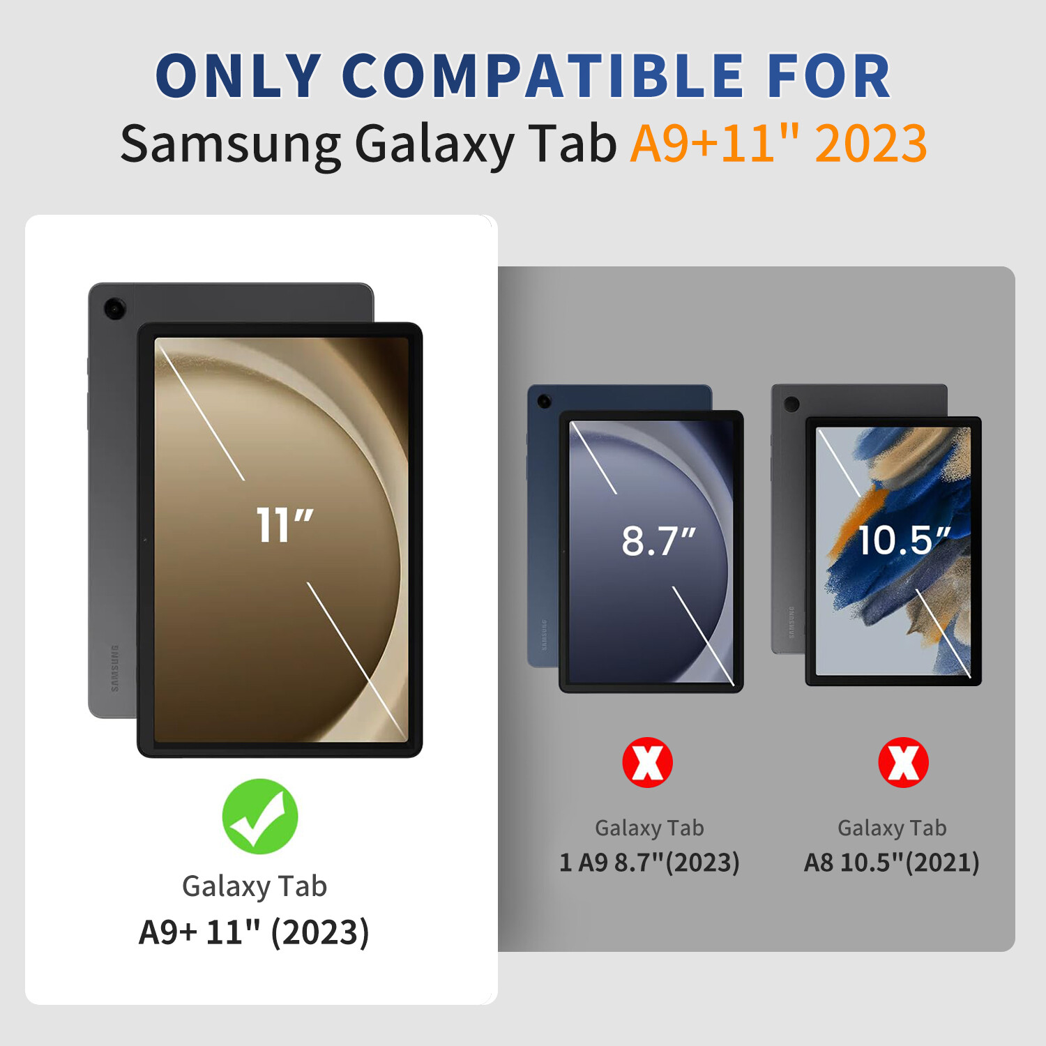 For Samsung Galaxy Tab A9+ 11" 2023 Case – Leather Stand Cover/ Screen Protector