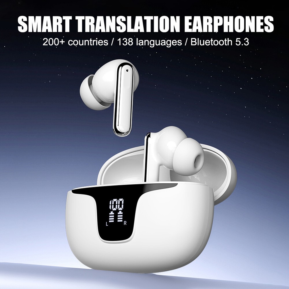 Hot 150 Language Translator Earbuds High Accuracy Wireless Bluetooth 5.3 Two Way