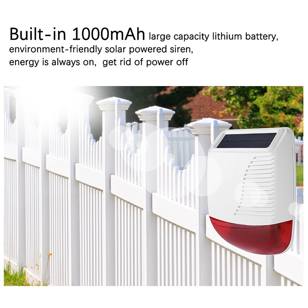 Solar Alarm Light Strobe Audible Wireless Motion Sensor Detector Security Siren