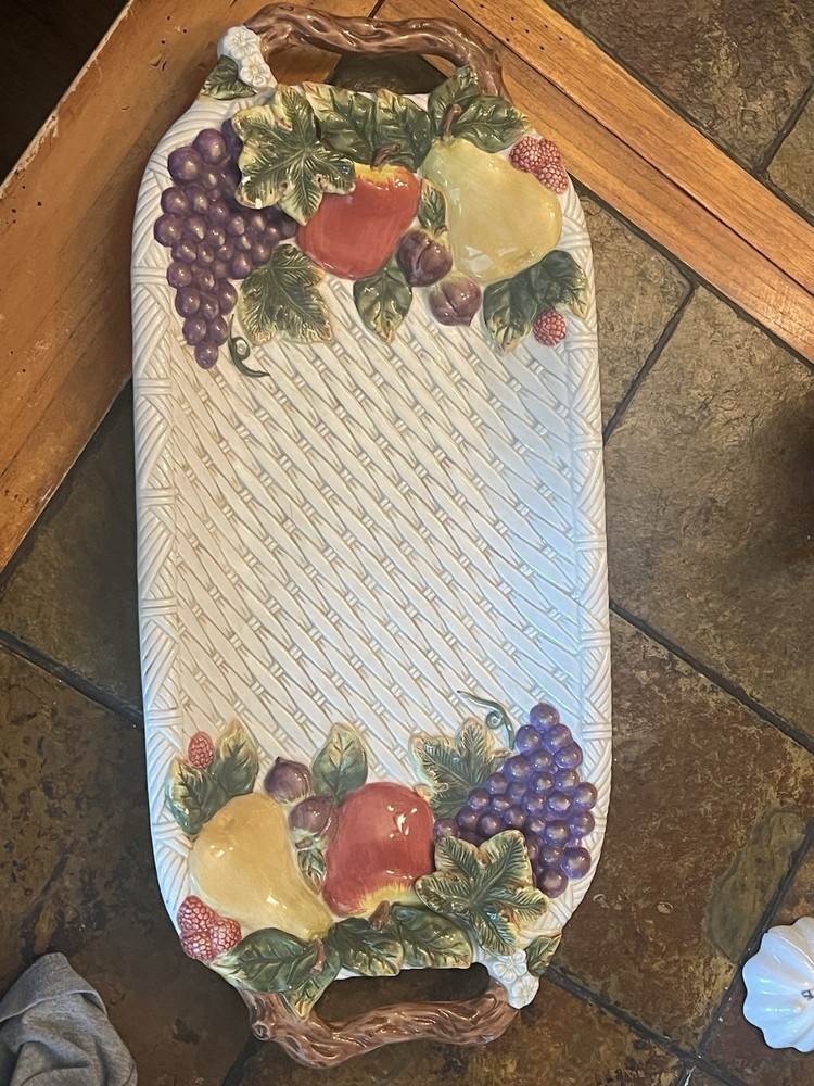 Baum Bros Cornucopia Collection Ceramic Fruit Tray Dishwasher Microwave Safe
