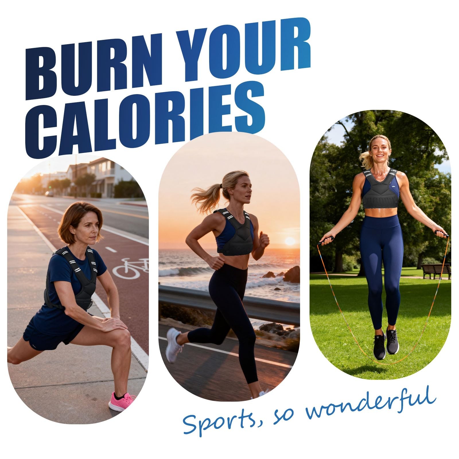 Adjustable Weighted Vest with Reflective Strip Fitness Training