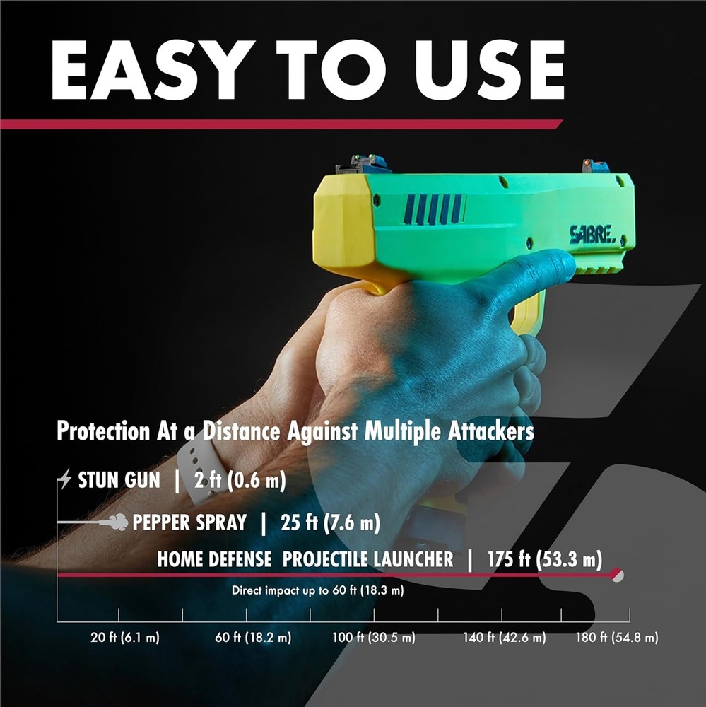 High-Powered Pepper Projectile Launcher with 7 Projectiles & Padded Carry Case