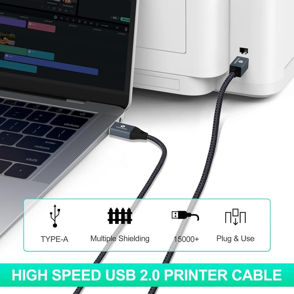 USB Printer Cable 3.3FT, A to B Cable, 2.0 Type A Male B 3.3FT