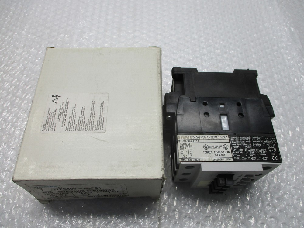 SIEMENS 3TF3400-0AP61 CONTACTOR 24V NSMP
