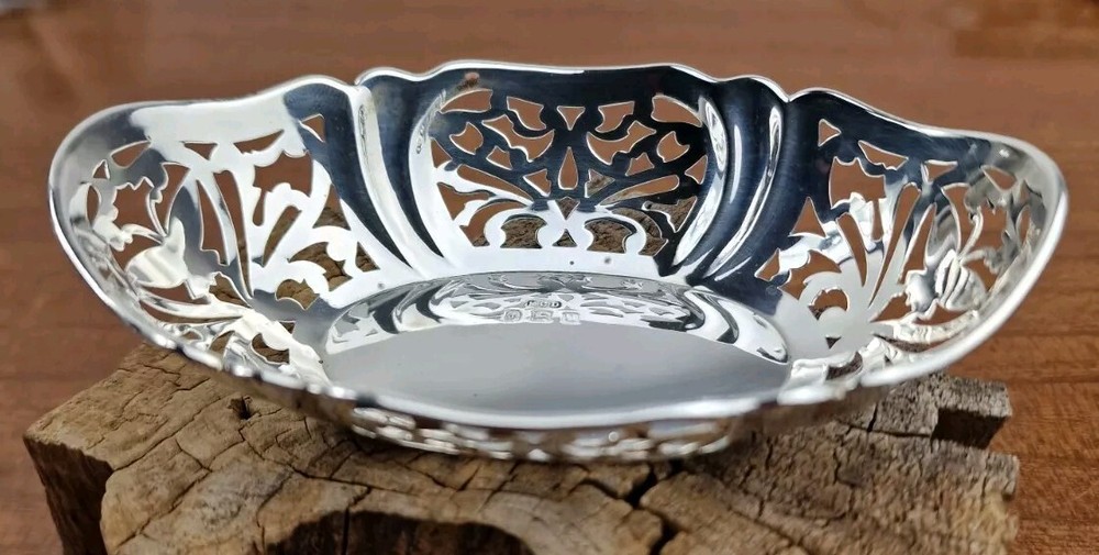 Vintage Pierced Nut Bowl Silver Antique Birmingham