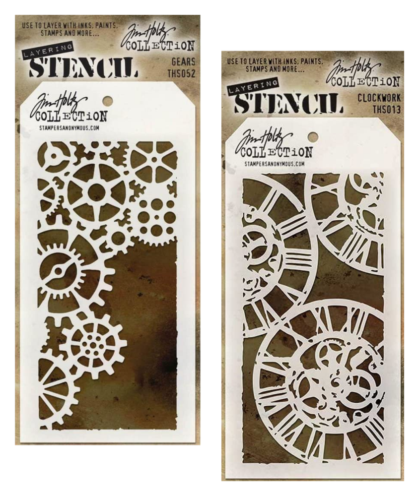 Tim Holtz Steampunk Layering Stencils Gears & Clock Patterns Stampers Anonymous