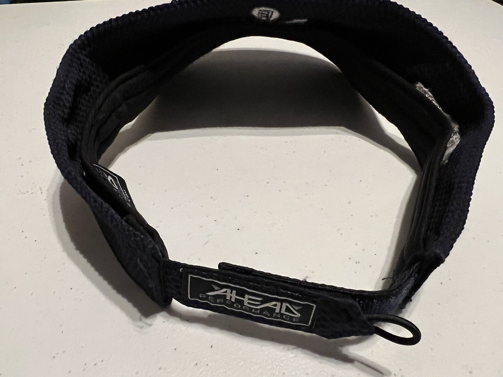 Basney Visor Cap Navy Blue Golf Hat Adjustable Strap Strapback Cotton AHEAD EUC