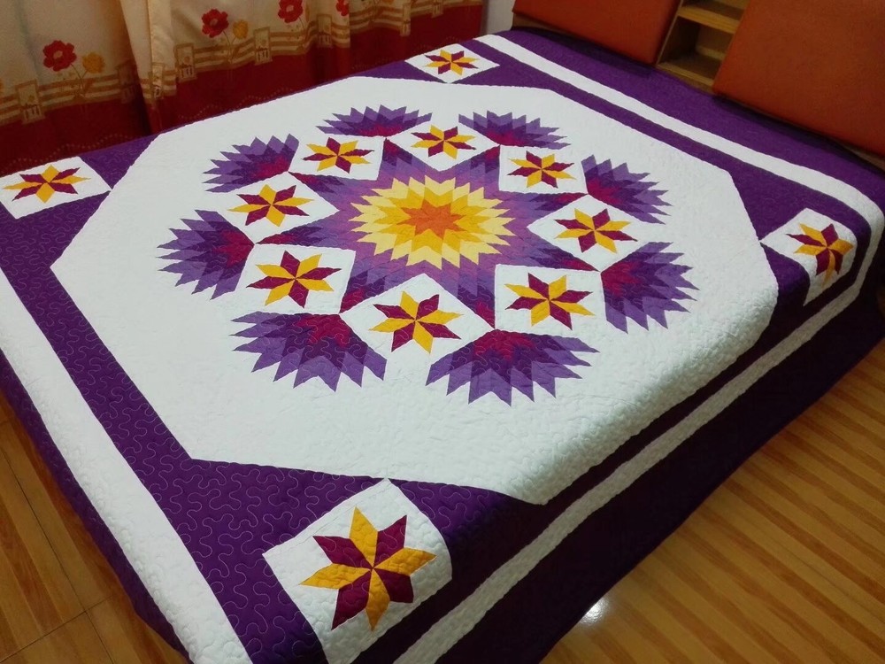 Queen size  machine pieced and quilted  Patchwork quilt#114