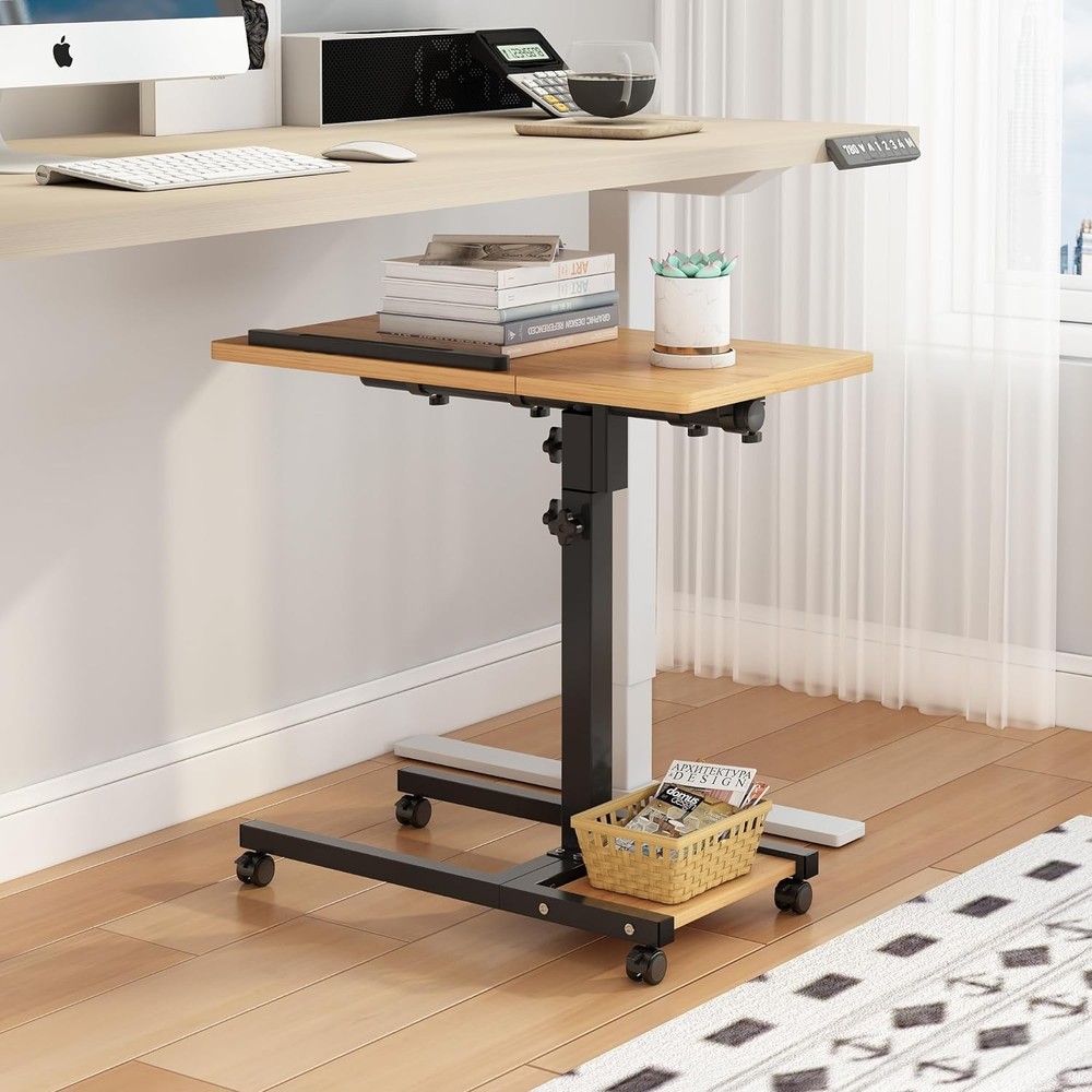 TigerDad Mobile Adjustable Height Laptop Stand PC Computer Onesize, Wood
