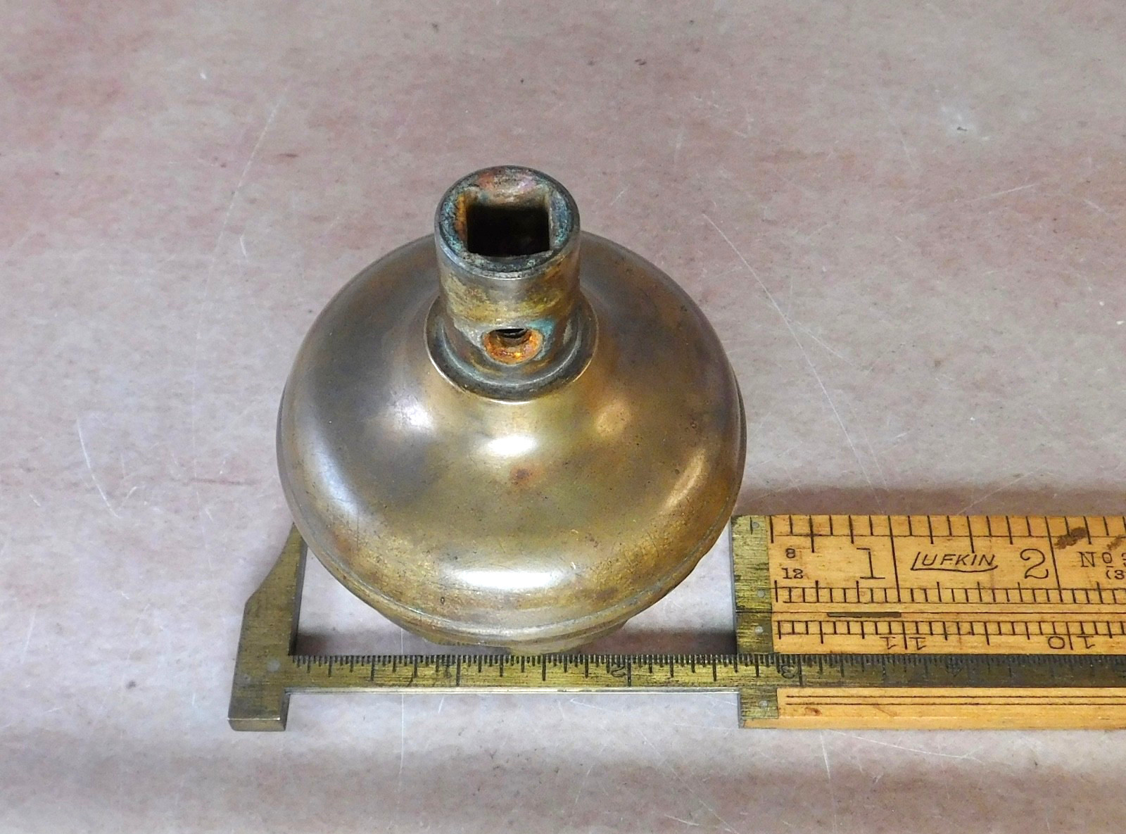 Antique Norwalk Heraldic 1900 brass bronze entrance door knob and plate E-14900