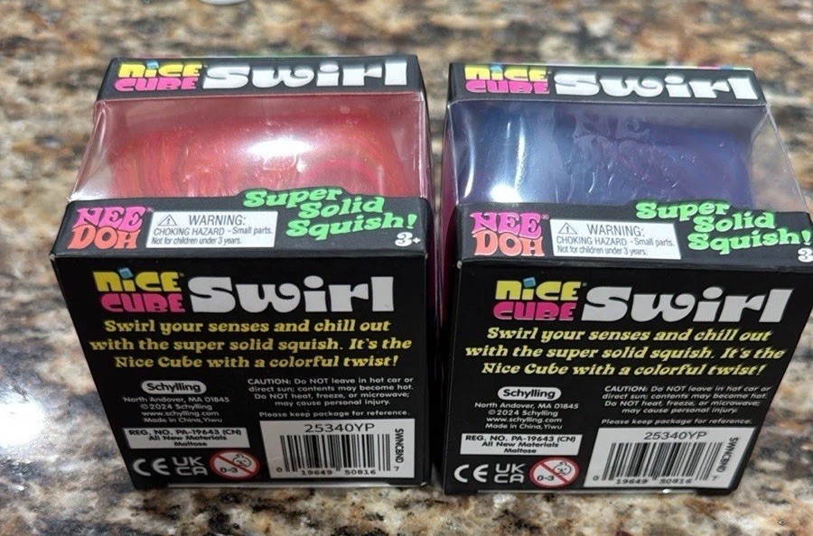 NeeDoh Nice Cube Swirl Super Solid Squish Squeeze Multicolor 2-Pack