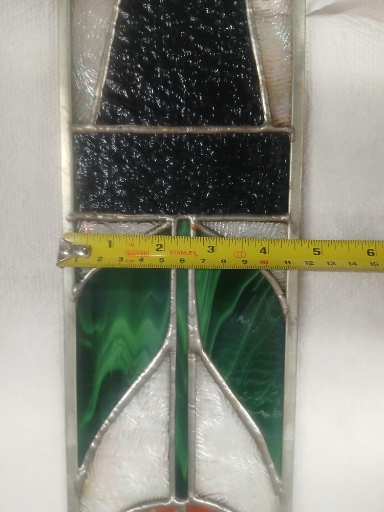 Stained Glass Tulip Panel: Handmade Window Hanging 4.5"×15"