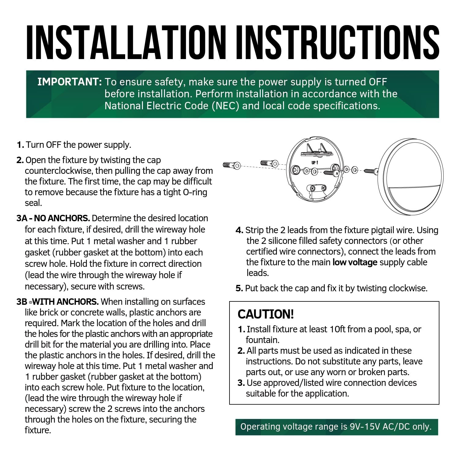 GKOLED 12 Pack Low Voltage LED Deck 12 Pack, Standard Size (Surface Mounted)