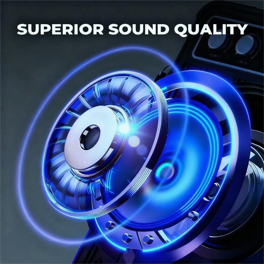 Karaoke Machine with 2 Wireless Microphones, Portable Bluetooth Speaker for A...