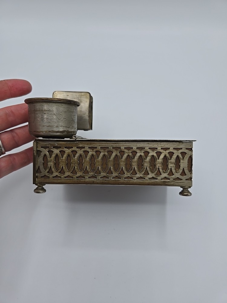 Vintage Brass Cigar Box, Holder, And Snuff