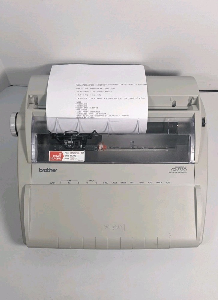 Brother GX-6750 Correctronic Electronic Typewriter Tested Working Cleaned
