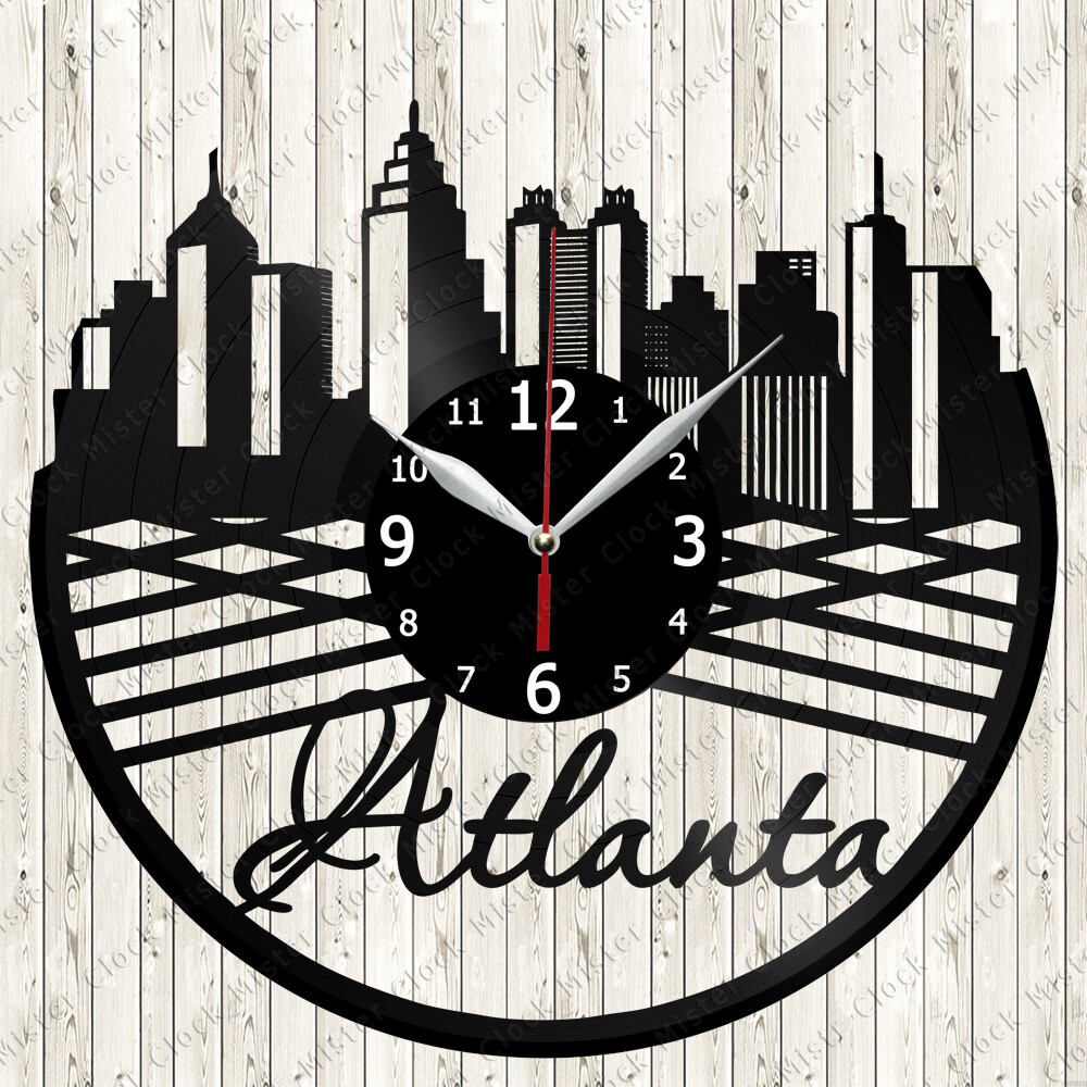 Atlanta Vinyl Record Wall Clock Decor Handmade 6059