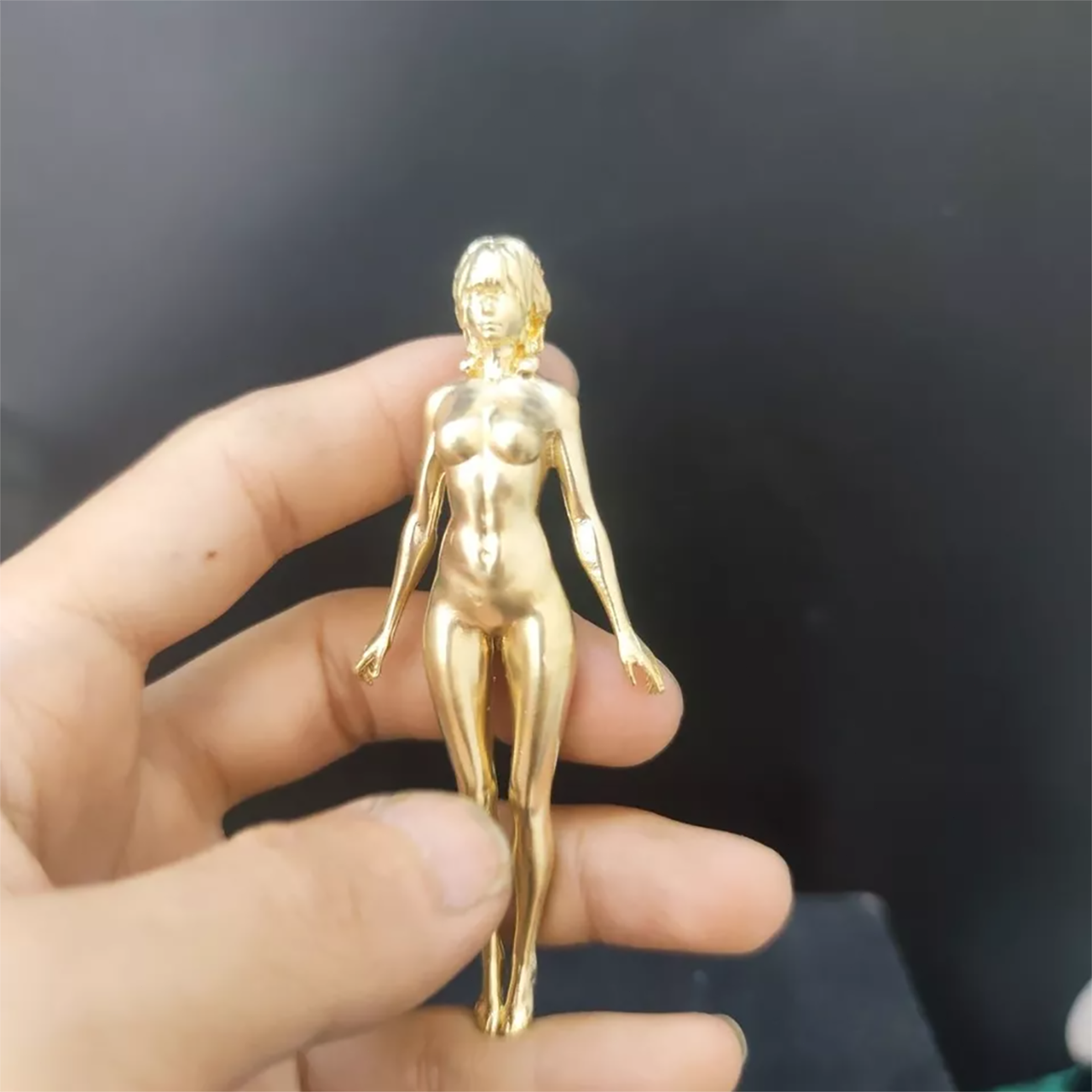 3.5" Solid Brass Girl Nude Female Body Beautiful Statue Body Art Hand Grip
