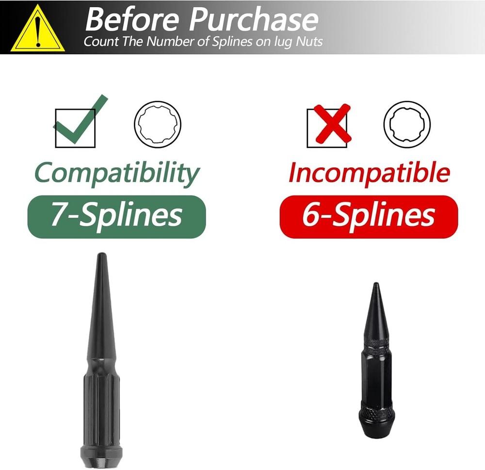 Solid 7 Spline Spiked Lug Nuts Key with 19Mm Hex Universal Spike Lug Nuts Socket
